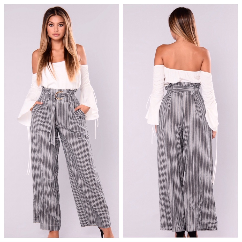 NWT Fashion Nova Katrina Stripe Navy Pants